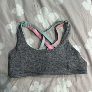 grey and mult reverse sports bra